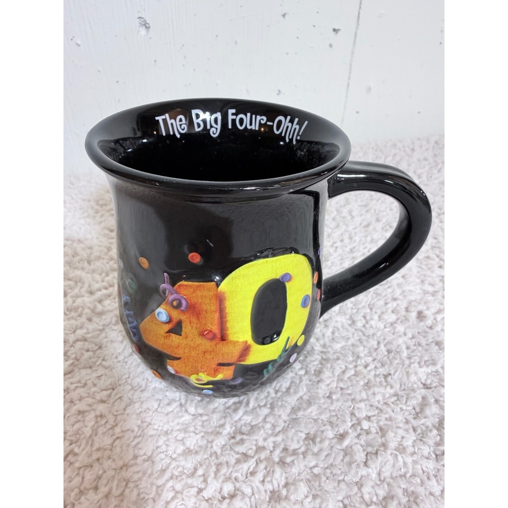 The Big Four-Oh 40th Birthday Coffee Mug Black Ceramic Confetti Gift Cup
